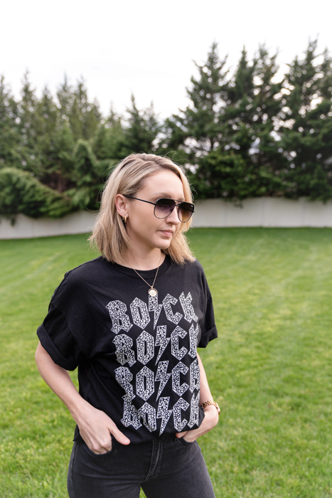 ROCK Graphic Tee | Black Cotton Women's T-Shirt | Concert Apparel