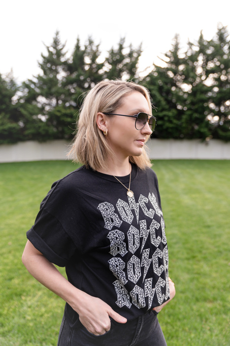 ROCK Graphic Tee | Black Cotton Women's T-Shirt | Concert Apparel