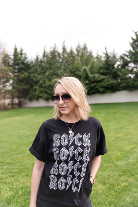 ROCK Graphic Tee | Black Cotton Women's T-Shirt | Concert Apparel