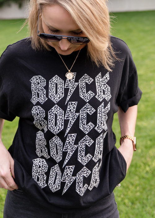 ROCK Graphic Tee | Black Cotton Women's T-Shirt | Concert Apparel