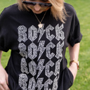  ROCK Graphic Tee | Black Cotton Women's T-Shirt | Concert Apparel