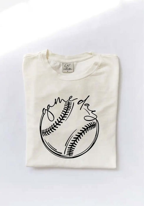 Game Day Mineral Washed Graphic Tee | Cream Women's T-Shirt | Baseball Sports Fan
