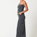  Grace Tube Denim Midi Dress | Tube Top | Denim | Slit | Trendy Fall Dress