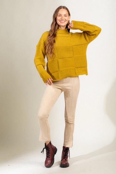 Harlow Cozy Sweater | Kiwi Yellow Women's Soft and Cozy Sweater | Fall Sweaters | Fall Style | Chunky Sweater | Winter Style | Fall and Winter Sweater