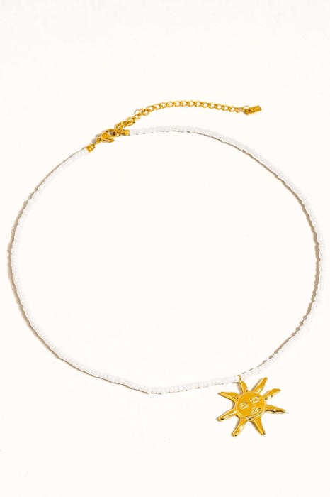 Iridessa 18K Gold Non-Tarnish Sun Beaded Necklace | Women's Summer Accessories | Lead & Nickel Free | Hypoallergenic | Water Resistant