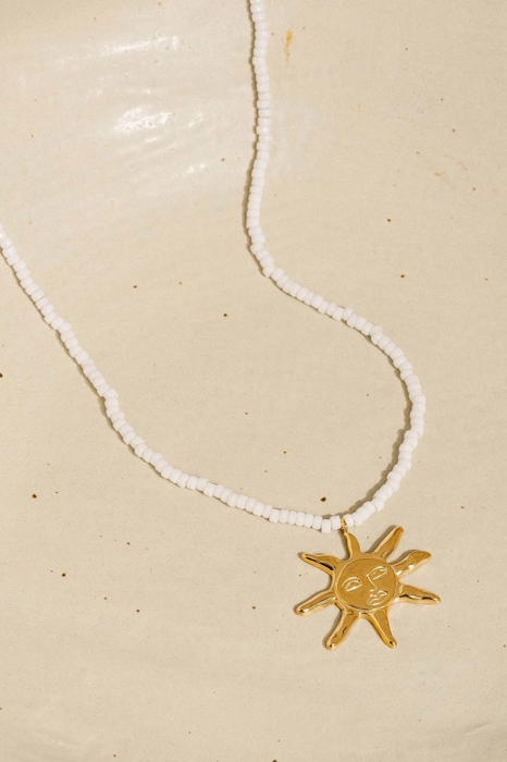 Iridessa 18K Gold Non-Tarnish Sun Beaded Necklace | Women's Summer Accessories | Lead & Nickel Free | Hypoallergenic | Water Resistant