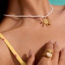  Iridessa 18K Gold Non-Tarnish Sun Beaded Necklace | Women's Summer Accessories | Lead & Nickel Free | Hypoallergenic | Water Resistant