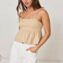  Iris Bow Detail Cami Top | Women's Tank Top | Summer Trendy Shirt | Cotton | Adjustable Straps | Neutral Style