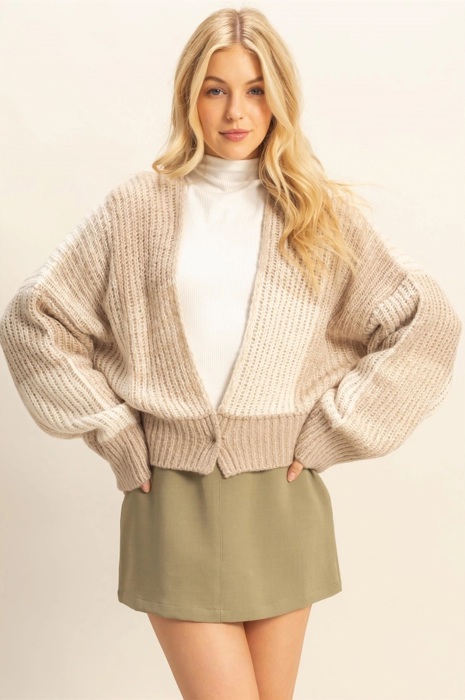 Isabel Two-Tone Checkered Sweater Cardigan | Women's Fall and Winter Fashion | Neutral Style | Trendy | Button | Cozy | Transitional Piece
