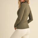  Jackie Butter Soft Fitted Jacket | Women's Athleisure | Zip-Up Top Activewear Olive Green | Trendy Athleisurewear