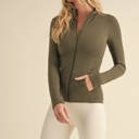  Jackie Butter Soft Fitted Jacket | Women's Athleisure | Zip-Up Top Activewear Olive Green | Trendy Athleisurewear