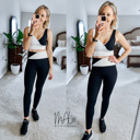  Jaclyn Color Block Front-Twist Top + Legging Set | High Waist Twist-Front Detail | Sports Bra | Activewear