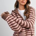  Jayden Striped Zip-Up Hooded Cardigan | Women's Fall & Winter Jacket | Striped | Cozy and Soft | Casual Style