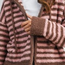  Jayden Striped Zip-Up Hooded Cardigan | Women's Fall & Winter Jacket | Striped | Cozy and Soft | Casual Style