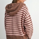  Jayden Striped Zip-Up Hooded Cardigan | Women's Fall & Winter Jacket | Striped | Cozy and Soft | Casual Style
