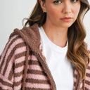  Jayden Striped Zip-Up Hooded Cardigan | Women's Fall & Winter Jacket | Striped | Cozy and Soft | Casual Style