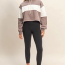  Joni Colorblock Cropped Hoodie | Tan Beige White Neutral Women's Sweatshirt with Hood | Fall and Winter Fashion | Casual Athleisure