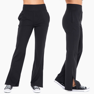 Karter Wide Leg Active Pants | Black Athleisure Pants | Side Slits | Travel Attire | Comfy Weekend Pants