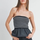  Kenna Flowy Peplum Tube Top | Black and White Striped Tube Top Flowy Shirt | Summer Top