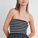  Kenna Flowy Peplum Tube Top | Black and White Striped Tube Top Flowy Shirt | Summer Top