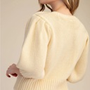  Kirsten Short Puff Sleeve Button Down Sweater | Butter Yellow Spring Top | Cardigan