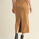  Krista Back Slit Tan Suede Skirt | Women's Fall and Winter Trendy Fashion | Buttery-Soft | High-Waisted | Holiday Outfit
