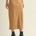  Krista Back Slit Tan Suede Skirt | Women's Fall and Winter Trendy Fashion | Buttery-Soft | High-Waisted | Holiday Outfit