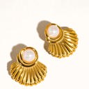  Lennox 18K Gold Shell & Pearl Drop Earrings | Summer Accessories | Lead & Nickel Free | Hypoallergenic | Water Resistant