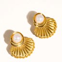  Lennox 18K Gold Shell & Pearl Drop Earrings | Summer Accessories | Lead & Nickel Free | Hypoallergenic | Water Resistant