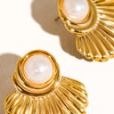  Lennox 18K Gold Shell & Pearl Drop Earrings | Summer Accessories | Lead & Nickel Free | Hypoallergenic | Water Resistant