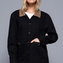  Liana Corduroy Barn Jacket - BLACK | Women's Casual Fall and Winter Style | Trendy | Collared | Neutral