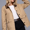  Liana Corduroy Barn Jacket - KHAKI | Women's Casual Fall and Winter Style | Trendy | Collared | Neutral
