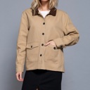  Liana Corduroy Barn Jacket - KHAKI | Women's Casual Fall and Winter Style | Trendy | Collared | Neutral