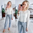  Lila Light Weight Knit Top | White Sheer Spring Relaxed Fit Top | Trendy Spring and Summer Top