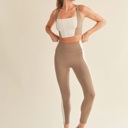  Lola Bustier Crop Top + Legging Set | Taupe Neutral Leggings Set | Open-Back Sports Bra | Activewear