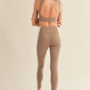  Lola Bustier Crop Top + Legging Set | Taupe Neutral Leggings Set | Open-Back Sports Bra | Activewear