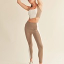  Lola Bustier Crop Top + Legging Set | Taupe Neutral Leggings Set | Open-Back Sports Bra | Activewear