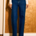  Madyson Stud Wide Leg Jeans | Women's Denim | Trendy High Waist Medium Wash | Fall and Winter Style | Year-Round | Statement Jean