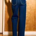  Madyson Stud Wide Leg Jeans | Women's Denim | Trendy High Waist Medium Wash | Fall and Winter Style | Year-Round | Statement Jean