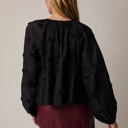  Maggie Tiered Mesh Blouse | Black Women's Top | Holiday Style | Textured Florals | Flowy Peplum | Lightweight
