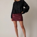  Maggie Tiered Mesh Blouse | Black Women's Top | Holiday Style | Textured Florals | Flowy Peplum | Lightweight