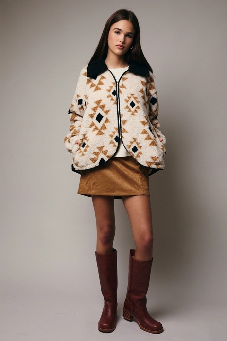 Maven Sherpa Zip Up Jacket | Women's Fall or Winter Top | Collared | Trendy Style | Cold Weather Comfy Fashion