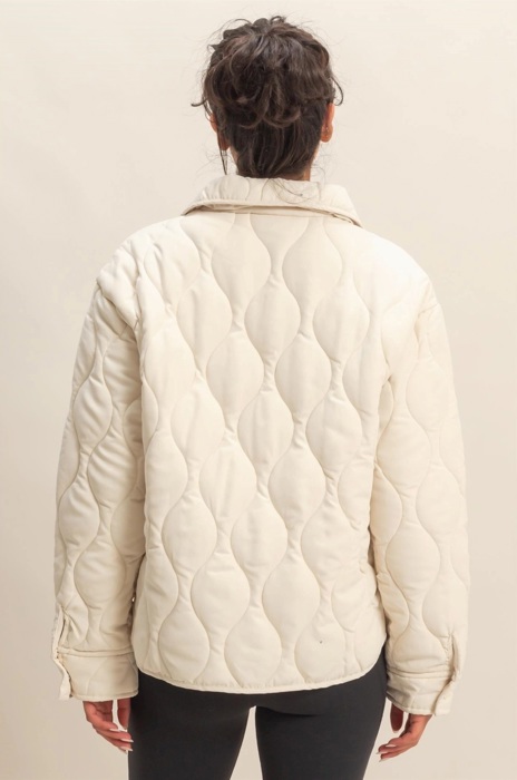 Mia Quilted Half-Zip High Neck Pullover | Women's Fall Jacket | Neutral Beige | Relaxed Fit | Comfy Style