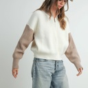  Micah Color Block Collar Half Zipper Pullover Sweater | Women's Winter Style | Neutral