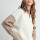  Micah Color Block Collar Half Zipper Pullover Sweater | Women's Winter Style | Neutral