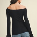  Monica Bell Sleeve Sweater Top | Black Women's Pullover Shirt | Fall and Winter Trendy Fashion | Off-Shoulder | Soft & Stretchy