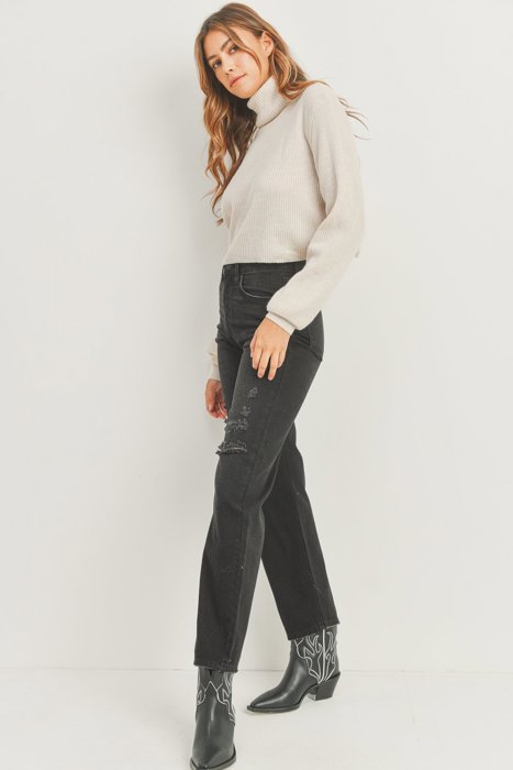 Morgan Baggy Skater Jean | Black Distressed Denim | Wide Leg | Trendy