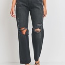  Morgan Baggy Skater Jean | Black Distressed Denim | Wide Leg | Trendy