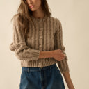  Naomi Cable Knit Button-Up Cardigan Sweater | Women's Fall and Trendy Style | Long Sleeves | Neutral | Beige | Layers