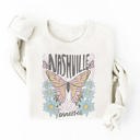  Nashville Oversized Graphic Sweatshirt | Soft Long Sleeve Sweater | Cotton | Vintage White